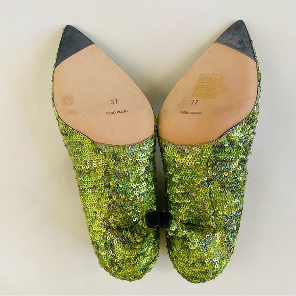 Dolce & Gabbana Green Sequins Embellishments Pointed Toe Pumps SZ 7/37 - Picture 9 of 9